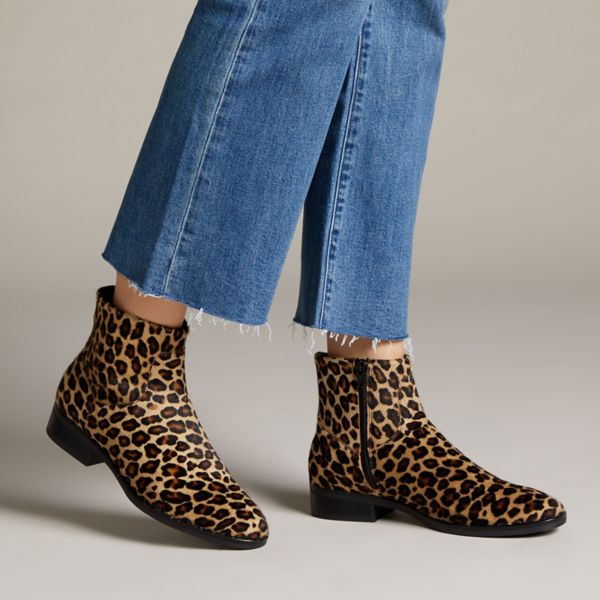 Clarks Womens Pure Rosa Ankle Boots Leopard | UK-146329